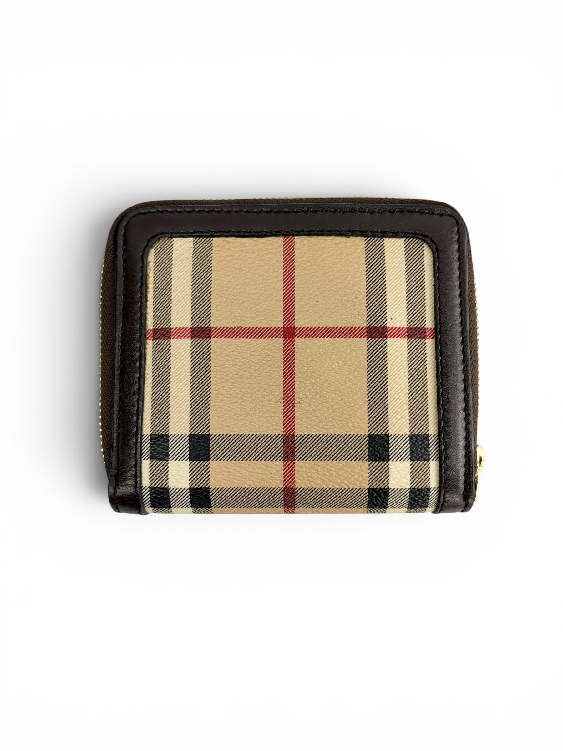 Burberry Check Tall Compact Zip Wallet