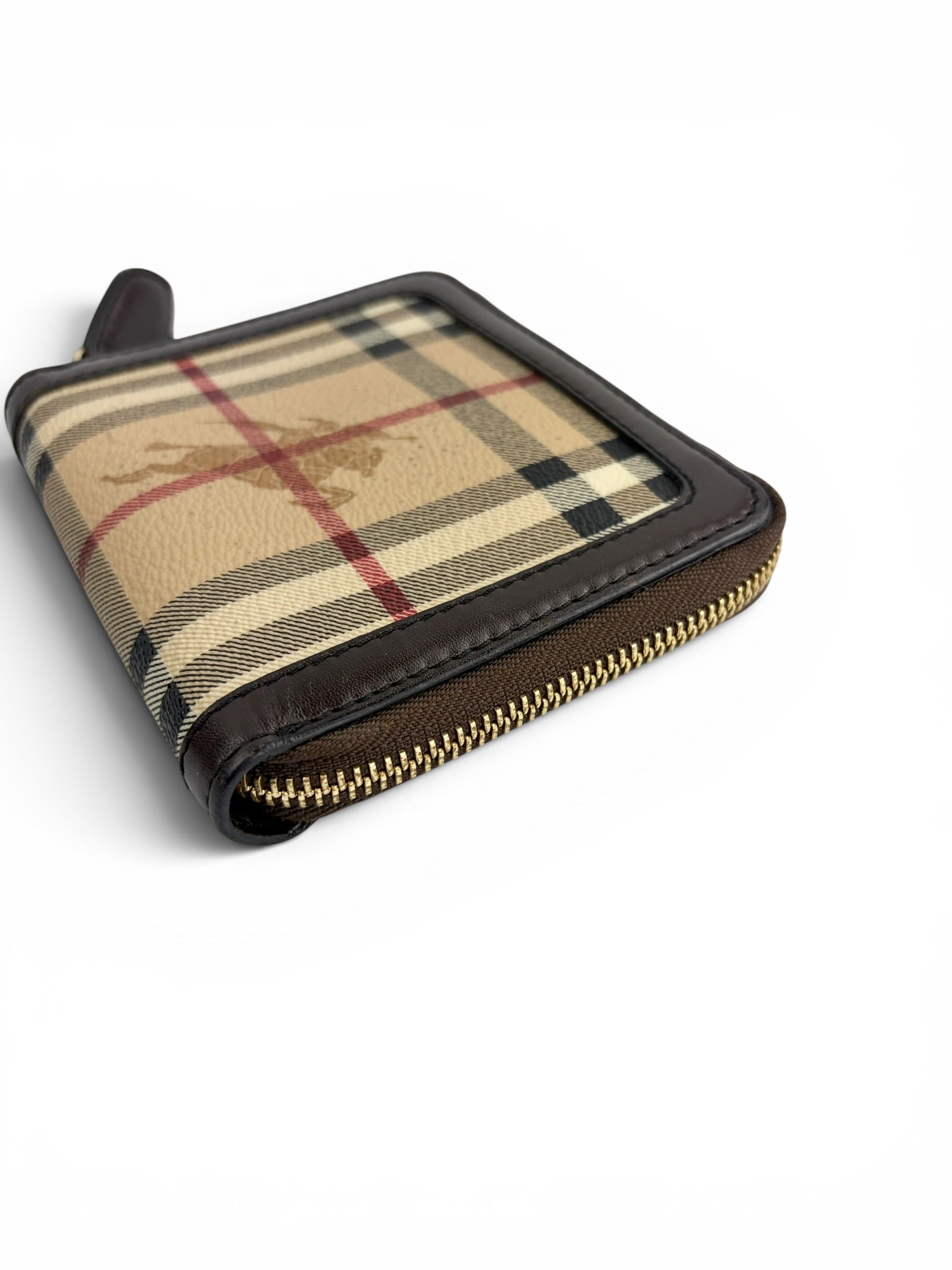 Burberry Check Tall Compact Zip Wallet
