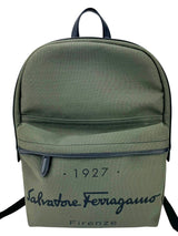 Ferragamo Green Khaki Canvas Backpack