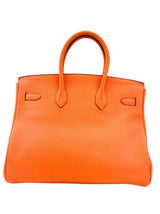 Hermes Orange Taurillon Clemence Birkin 35 Handbag