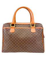 Celine Brown Macadam Leather Boston Handbag