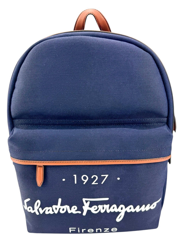 Ferragamo Navy Canvas Backpack