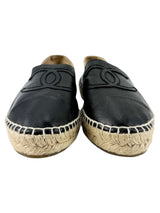 Chanel Black Lambskin CC Espadrilles Size 38