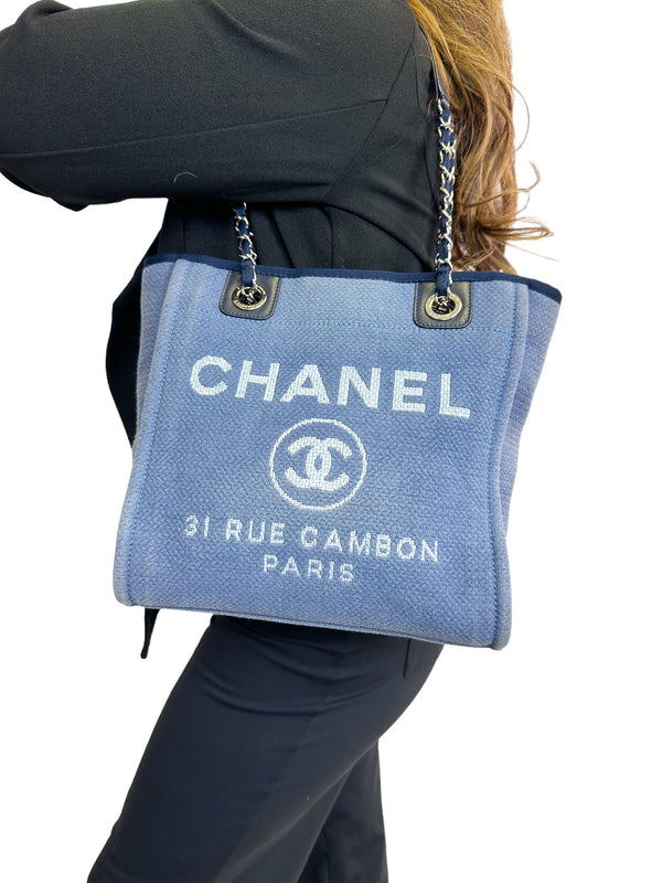 Chanel Blue Canvas Deauville Tote