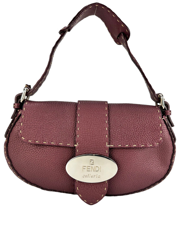 Fendi Leather Burgundy Shoulder Bag