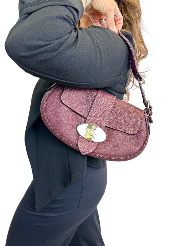 Fendi Leather Burgundy Shoulder Bag