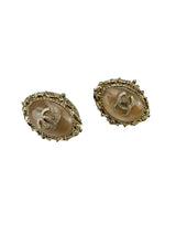 Chanel Coco Clip On Earrings Gold Light Pink Hardware Color Stone