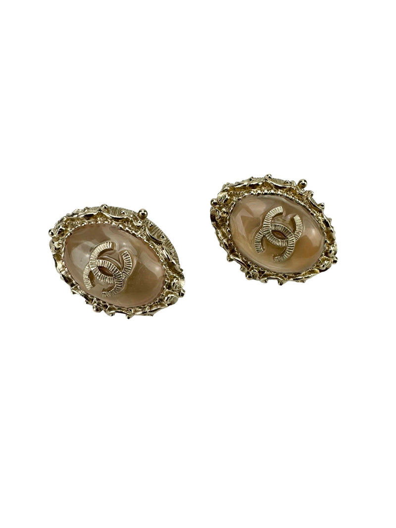 Chanel Pink Stone Vintage Coco Clip On Earrings