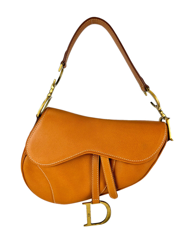 Christian Dior Tan Leather Saddle Bag