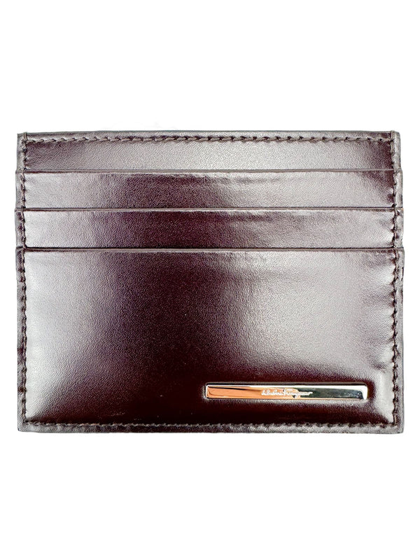Ferragamo Brown Calf Leather Card Holder