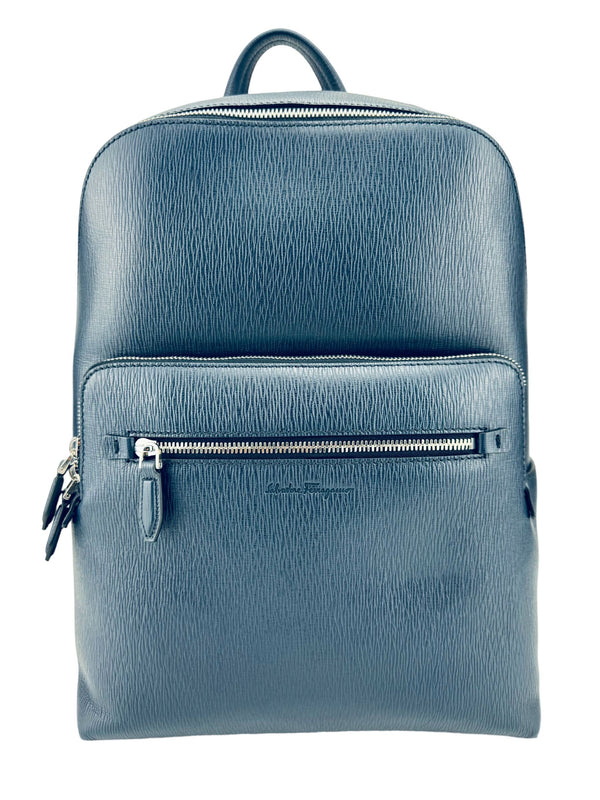 Ferragamo Deep Blue Leather Backpack