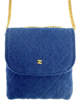 Chanel Blue Jersey Mini Flap Pouch