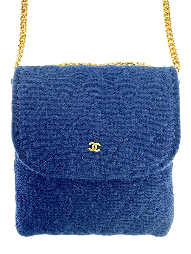 Chanel Blue Jersey Mini Flap Pouch