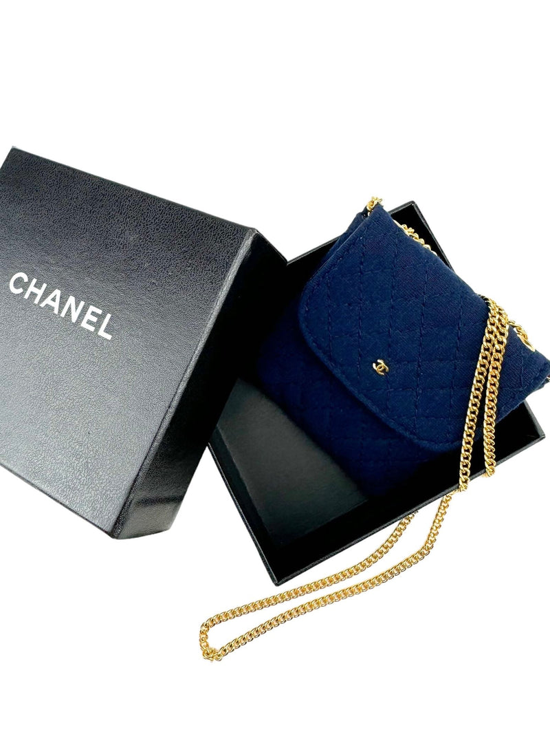 Chanel Blue Jersey Mini Flap Pouch