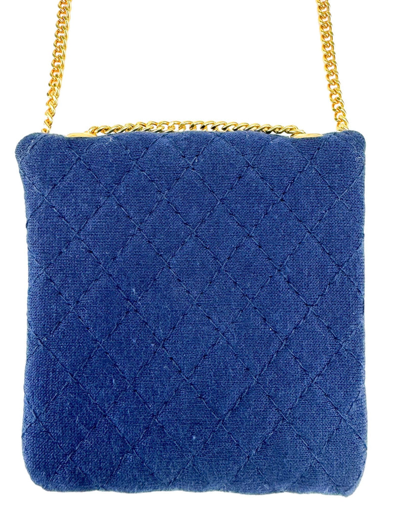 Chanel Blue Jersey Mini Flap Pouch
