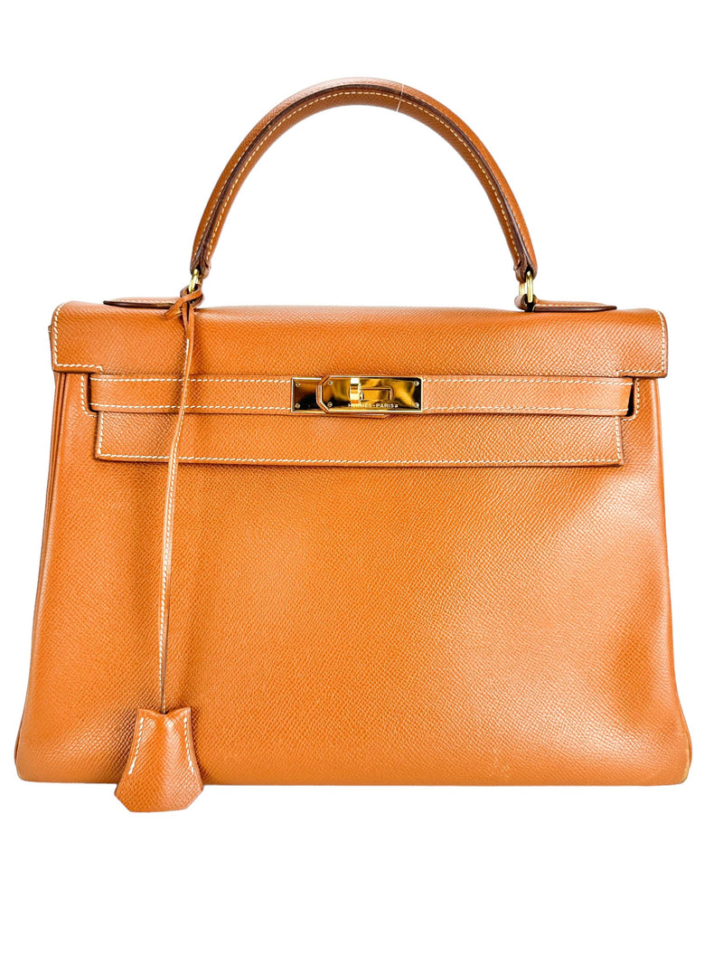 Hermes Vintage Gold Veau Graine Couchevel Kelly 32