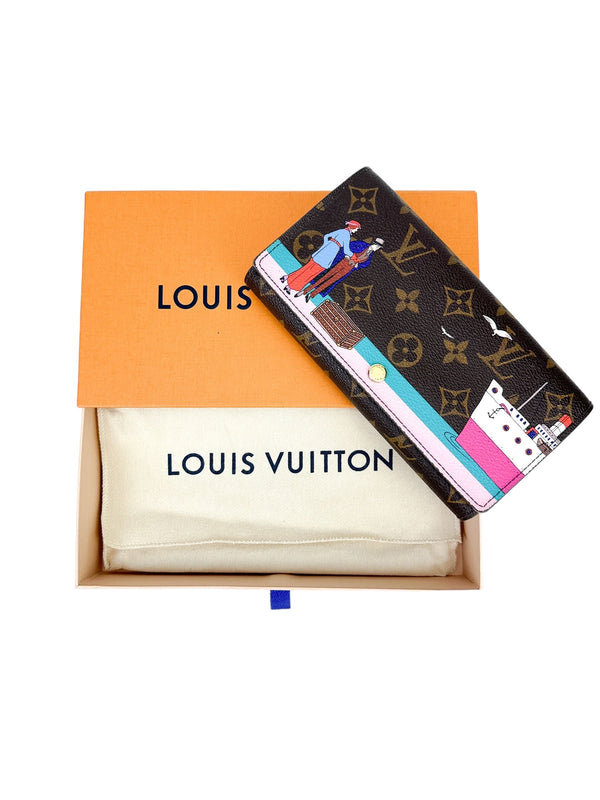 Louis Vuitton Monogram Canvas 2016 Illustre Transatlantic Christmas Sarah Wallet (Full Set)