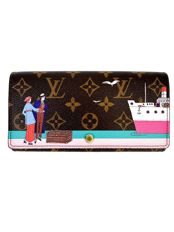 Louis Vuitton Monogram Canvas 2016 Illustre Transatlantic Christmas Sarah Wallet (Full Set)