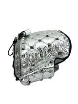 Valentino Metallic Silver Craquele Rockstud Spike Belt Bag