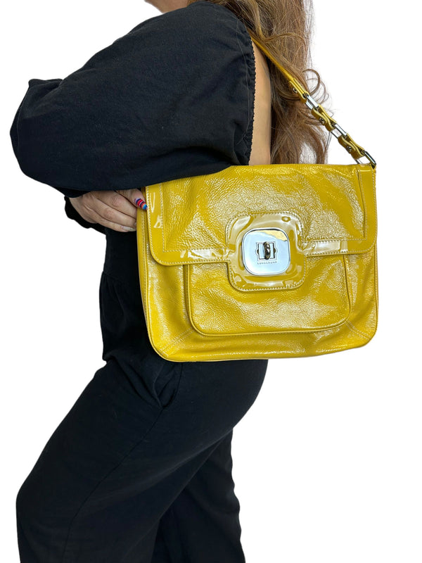 Longchamp Yellow Calfskin Gatsby Handbag