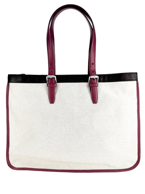 Longchamp Beige Canvas And Leather Travel Tote