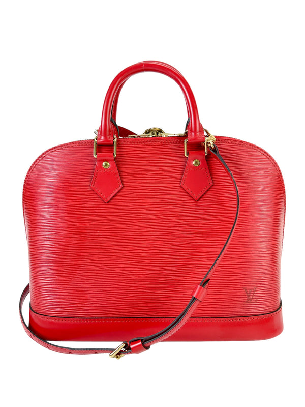 Louis Vuitton Castillan Red Epi Alma PM Bag W/ Strap