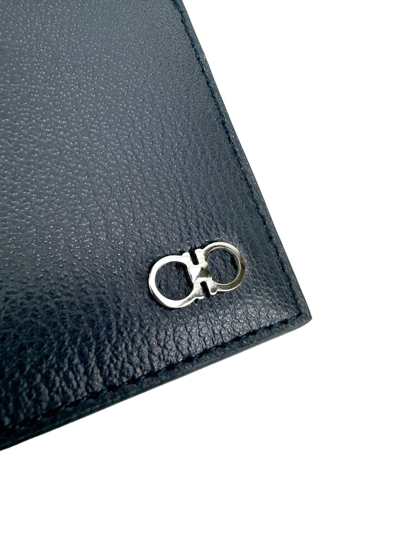 Ferragamo Navy Leather Card Holder