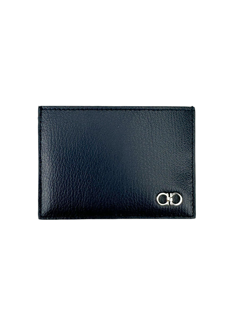 Ferragamo Navy Leather Card Holder