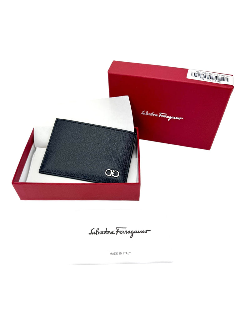 Ferragamo Navy Leather Card Holder