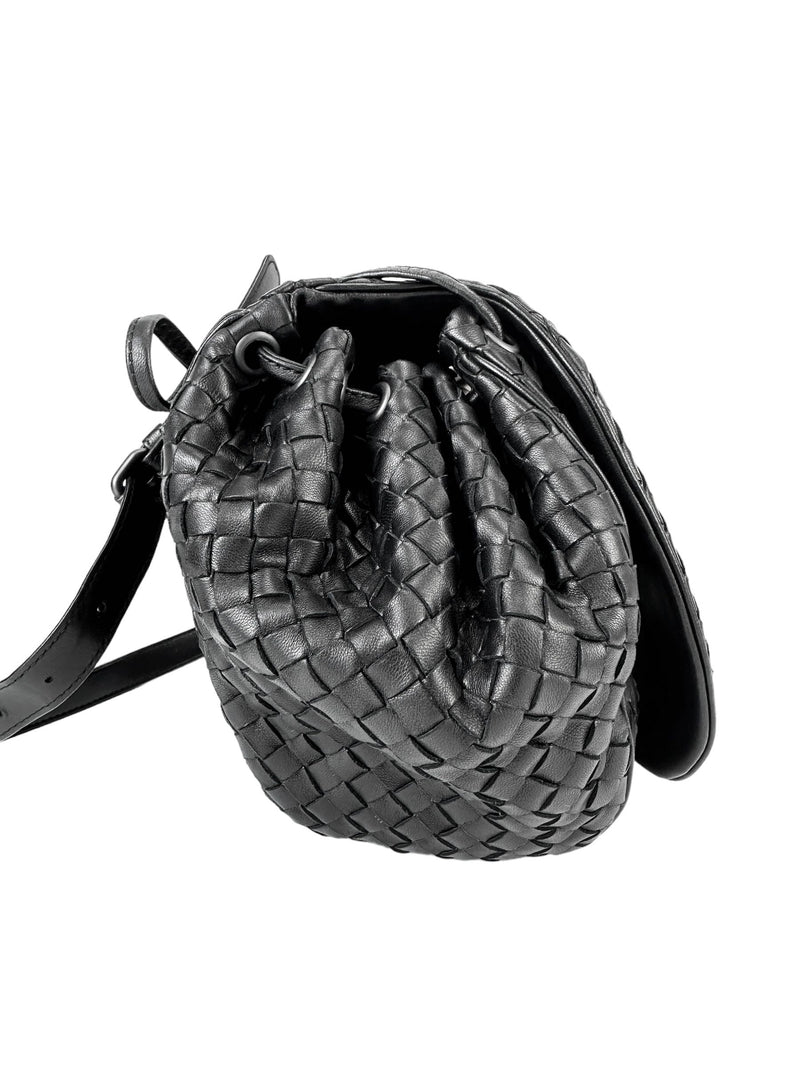 Bottega Veneta Black Intrecciato Flap Bag