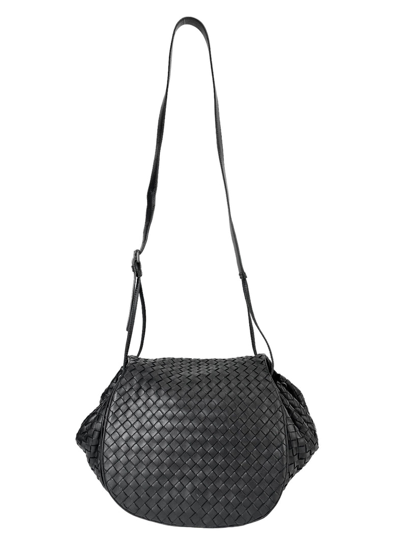 Bottega Veneta Black Intrecciato Flap Bag