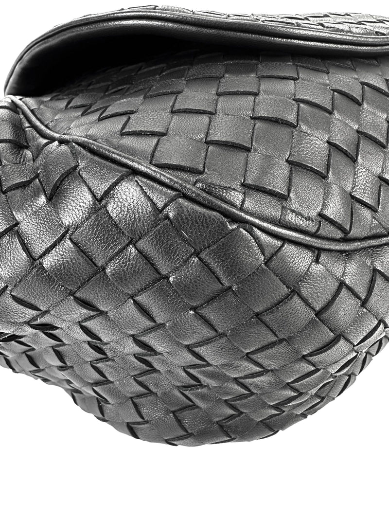 Bottega Veneta Black Intrecciato Flap Bag