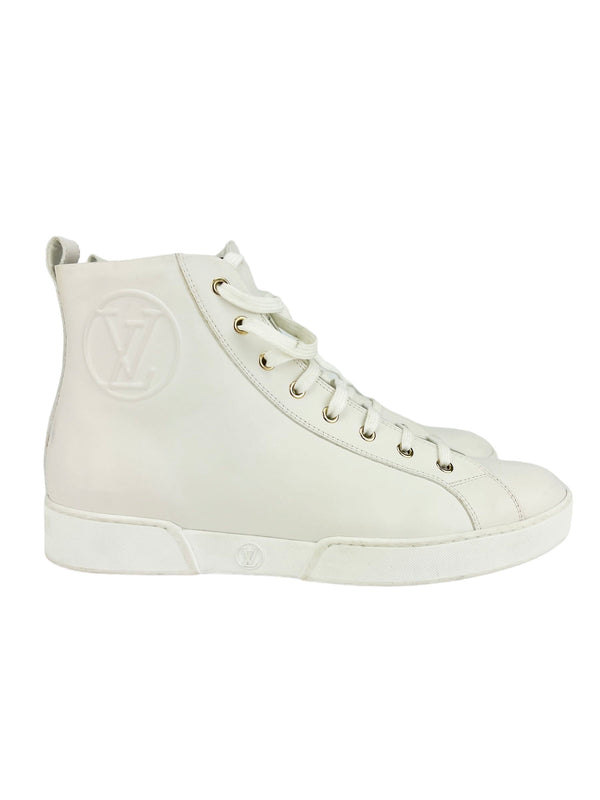 Louis Vuitton Off White Leather High Top Sneakers Size 40