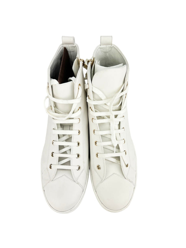 Louis Vuitton Off White Leather High Top Sneakers Size 40