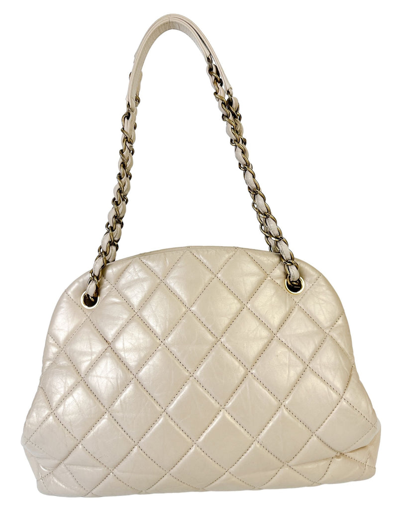 Chanel Beige Quilted Lambskin Chain Shoulder Bag