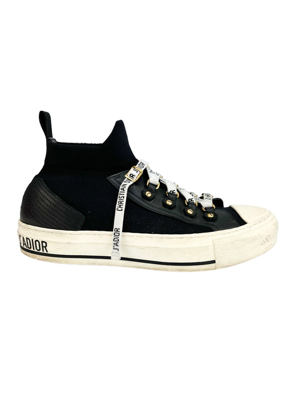 Dior Black Logo Lace High Top Sneakers Size 37.5
