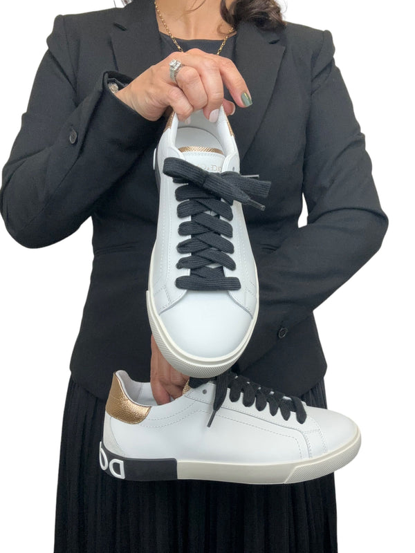 Dolce and Gabbana Calfskin Nappa Portofino Sneakers Size 39 (FULL SET)