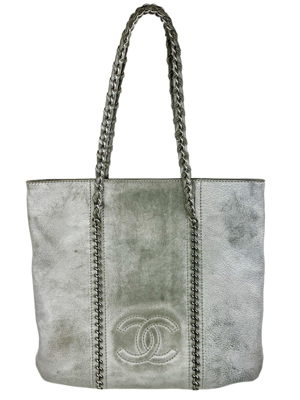 Chanel Metallic Leather CC Embossed Tote