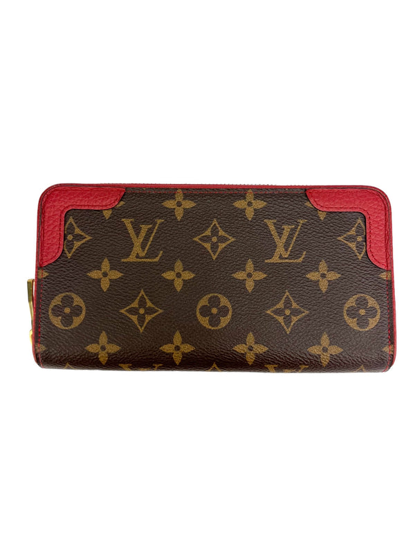 Louis Vuitton Monogram & Red Leather Retiro Wallet