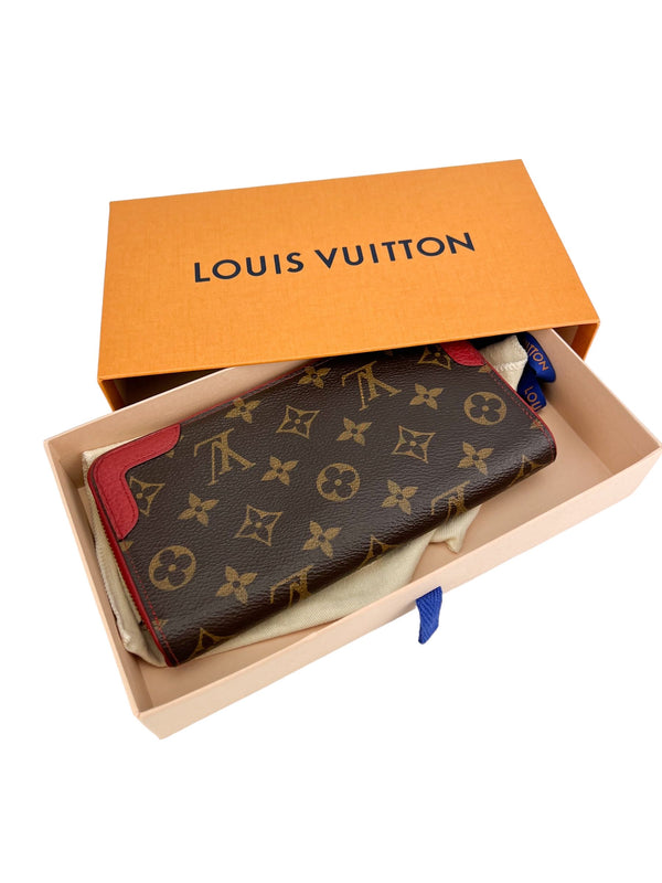Louis Vuitton Monogram & Red Leather Retiro Wallet