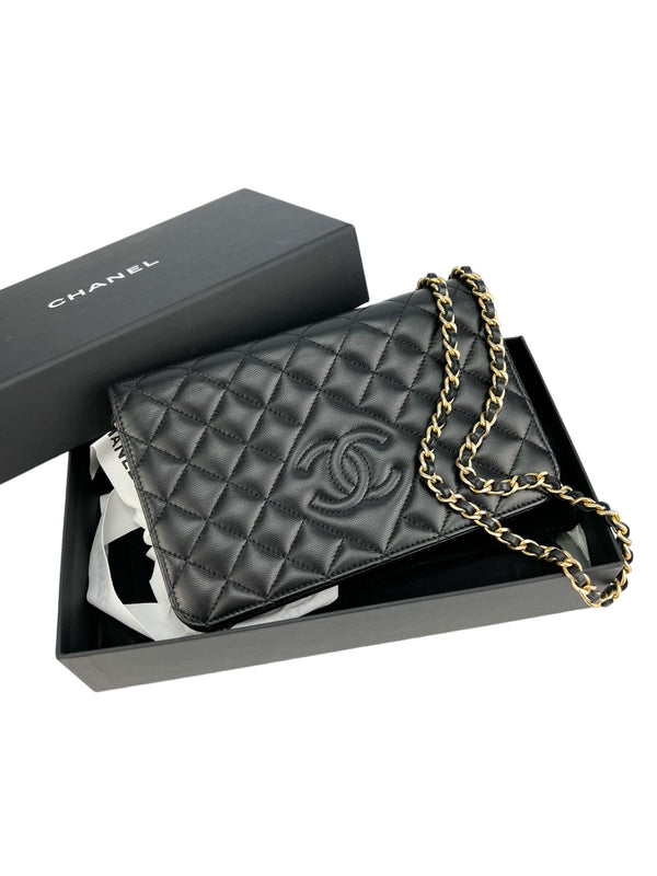Chanel Black Lambskin Timeless Wallet on Chain