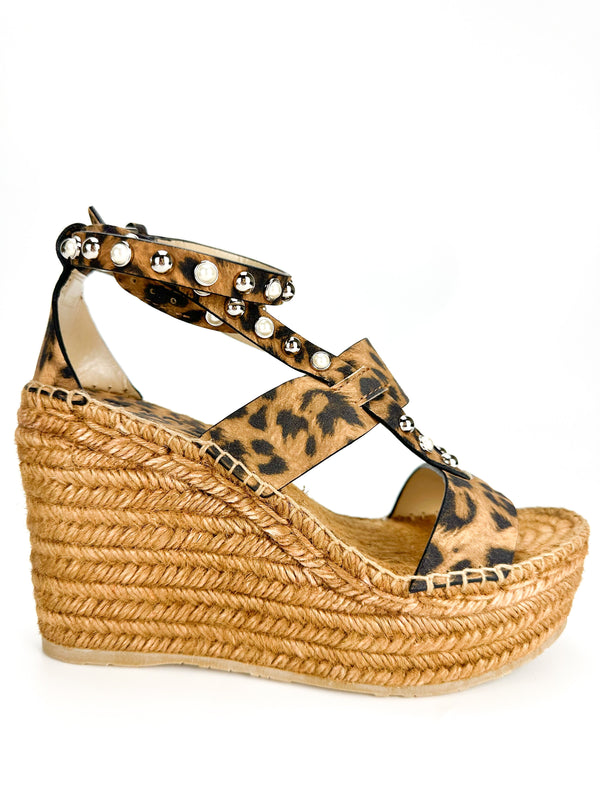 Jimmy Choo Suede Leopard Print Wedges 36.5