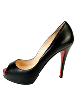 Christian Louboutin Black Leather Very Prive 120 Pumps Size 38.5