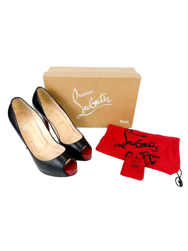 Christian Louboutin Black Leather Very Prive 120 Pumps Size 38.5