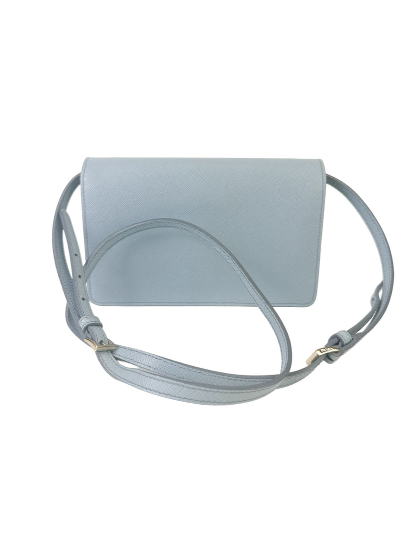 Prada Light Blue Saffiano Leather Flap Bag