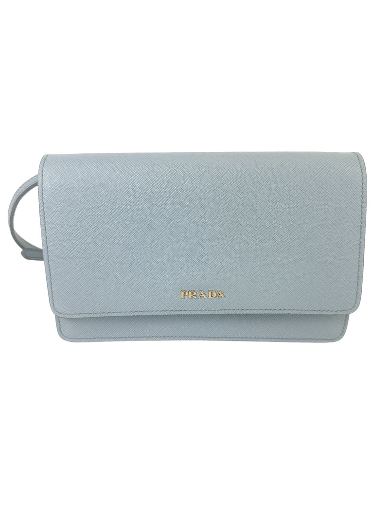 Prada Light Blue Saffiano Leather Flap Bag