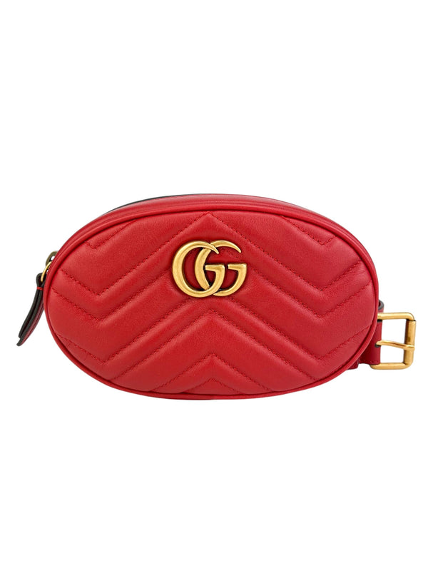 Gucci Red Leather Marmont Belt Bag