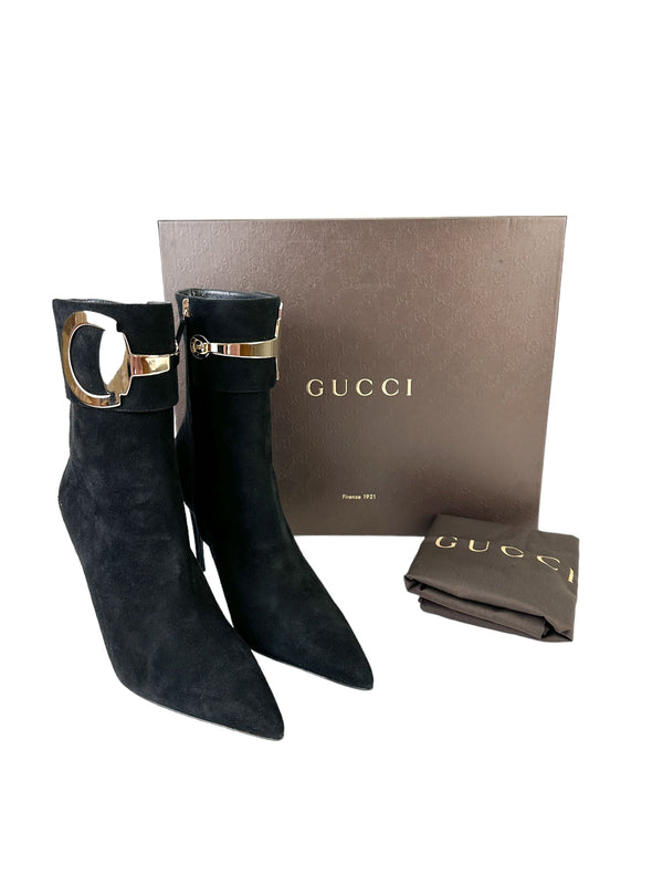 Gucci Black Suede Sock Boots Size 37.5