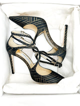 Jimmy Choo Black And Gold Strappy High Heel Size 40