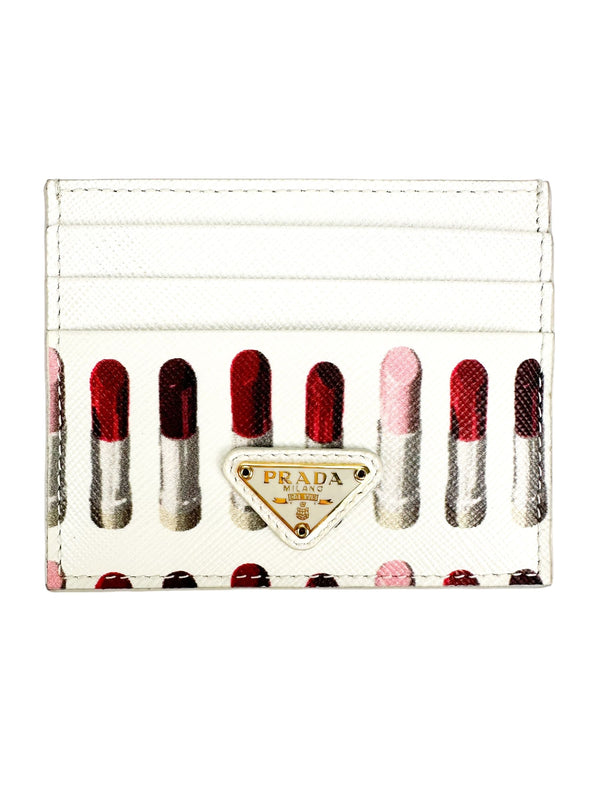 Prada White Saffiano Lipstick Card Case